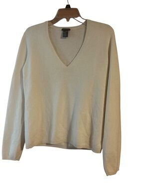 Theory 100% Cashmere Butter Yellow v-Neck Sweater | Size Large